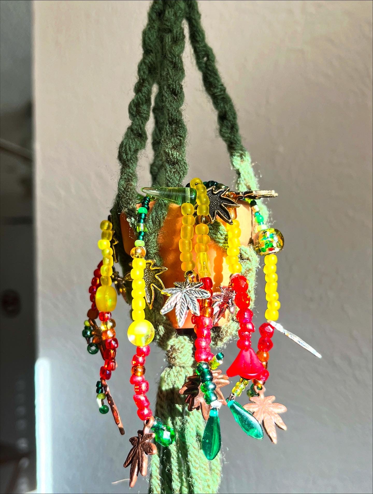 Beaded Plant w/ Macrame Hanger