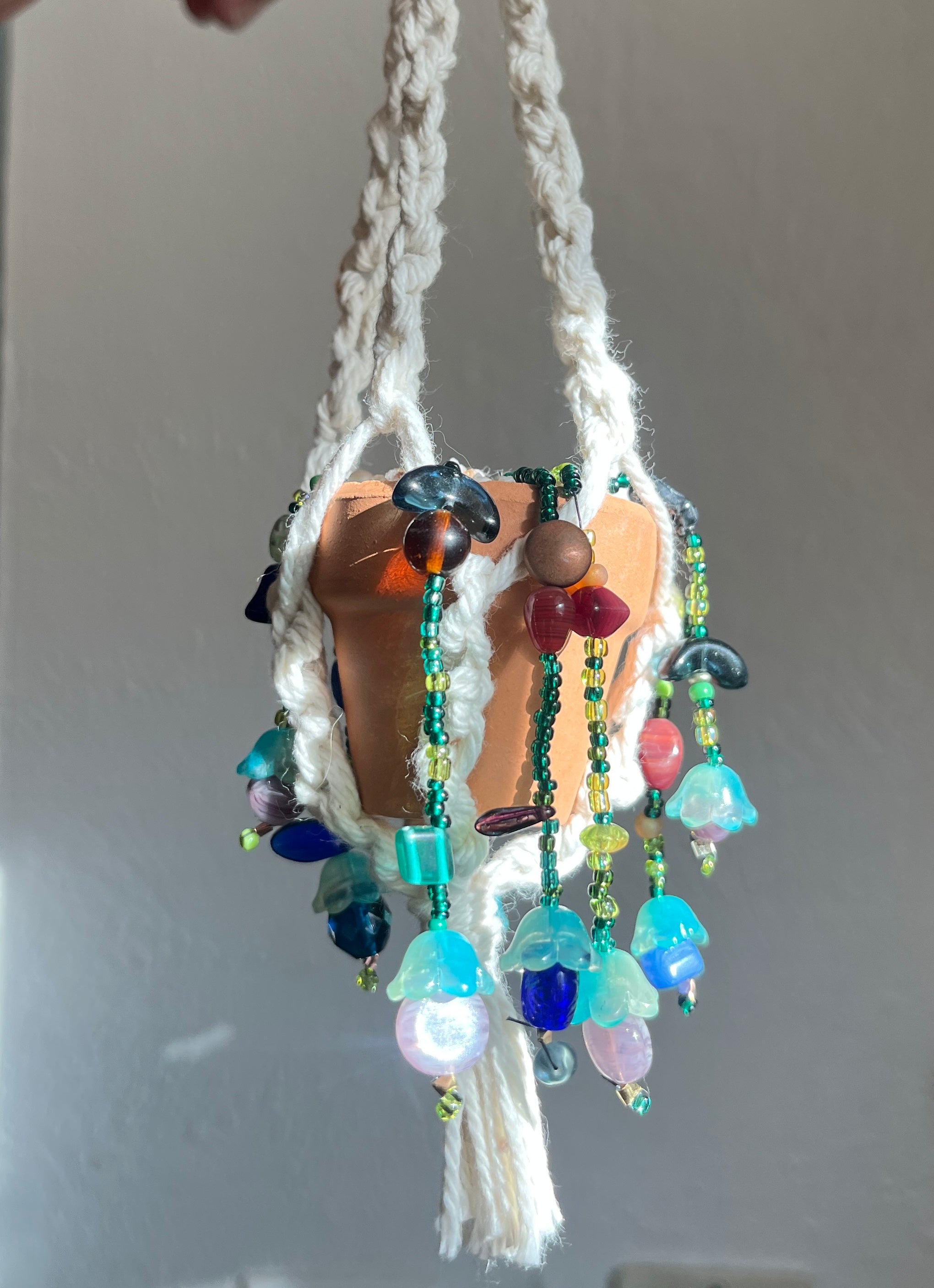 Beaded Plant w/ Macrame Hanger